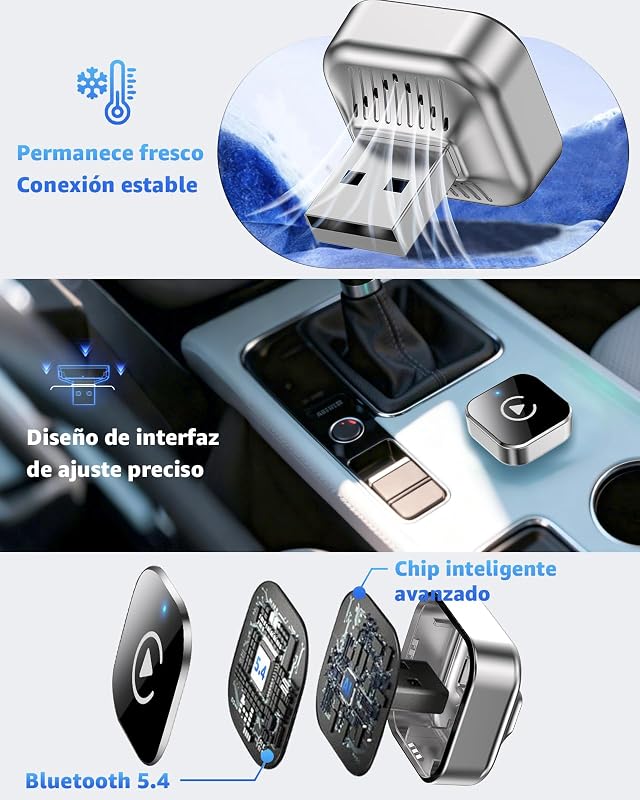Adaptador CarPlay sem fios para automóvel, Mini 2-em-1 CarPlay e conversor sem fios Android Auto, ligação sem fios, USB/USB-C Plug & Play, WiFi dual band, ligação automática rápida