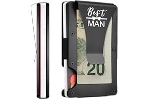 ELEGANTPARK Groomsmen Best Man Gifts for Wedding Engraved Best Man Groomsman Proposal Gifts Minimalist Slim Wallet for Men Metal Wallet with Money Clip for Men Aluminum Card Holder Black
