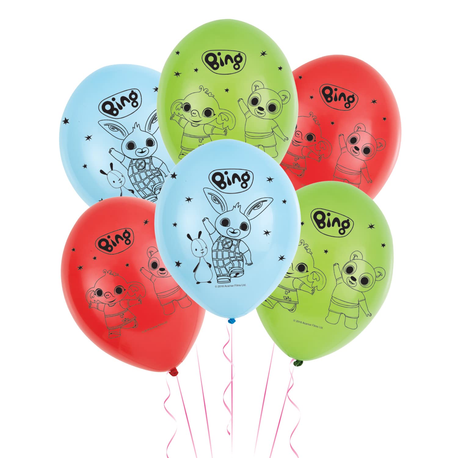 amscan 9902136 - Official Licensed Bing Latex Balloons 4 Sided Print 11" (6 Pack) Party Supplies