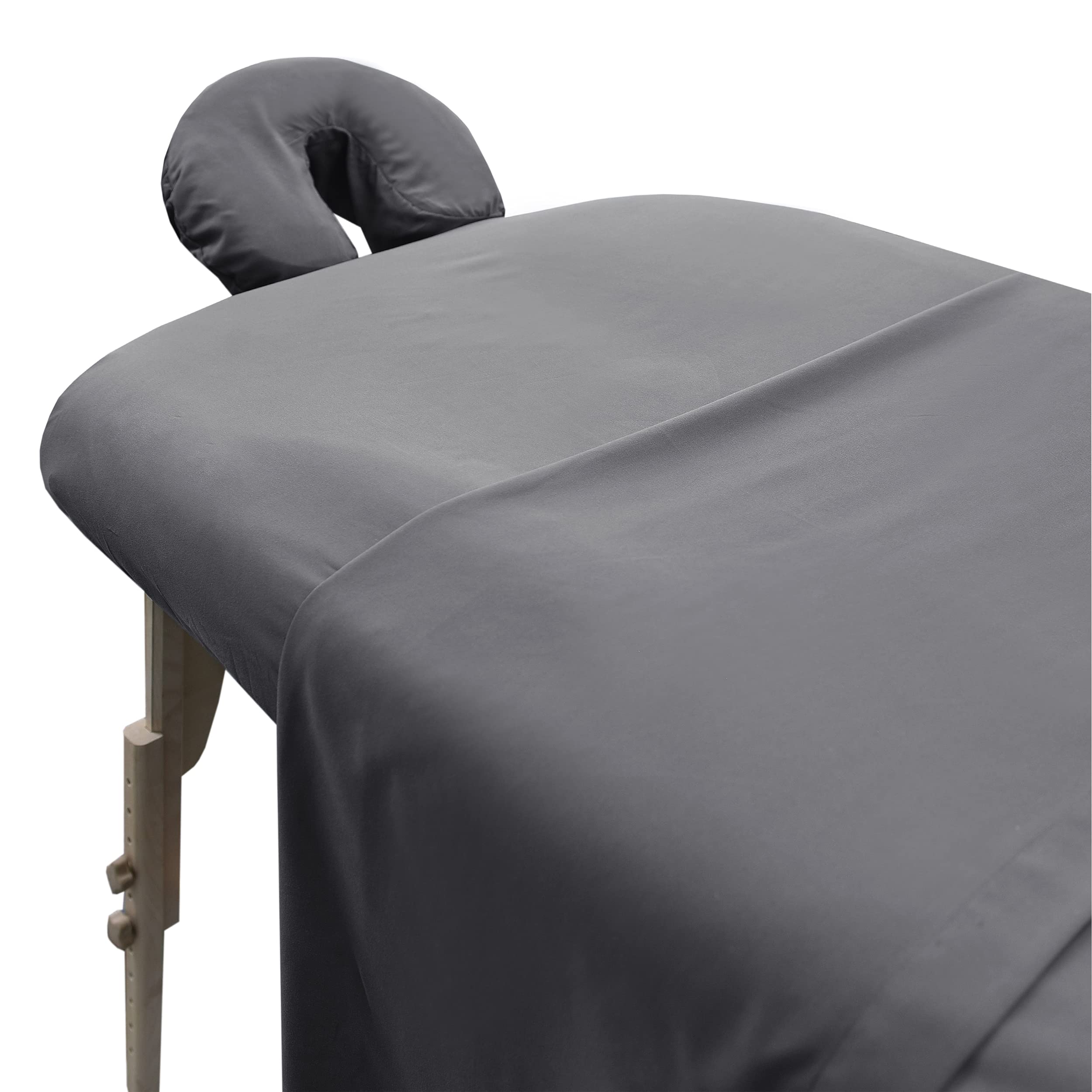 Photo 1 of LONDON LINENS Soft Microfiber Massage Table Sheets Set 3 Piece Set - Includes Massage Table Cover, Massage Fitted Sheet, and Massage Face Rest Cover (Grey)
