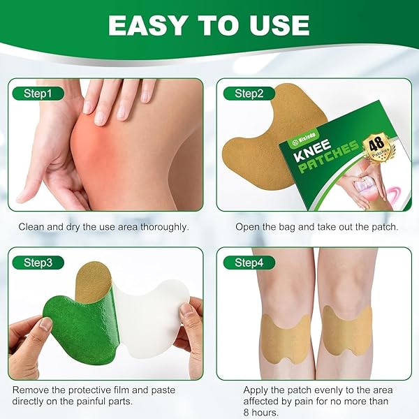 NISJEDP PAIN RELIEF PATCHES,48 PCS KNEE PAIN RELIEF, WORMWOOD RELIEVING 12 HOUR LONG LASTING RELIEF OF JOINT PAINS FOR KNEE, BACK, NECK, SHOULDER PAIN