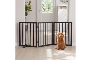 Semiocthome Freestanding Dog Gates and Barriers Indoor Pet Gates for Doorways and Stairs 60cm Height-3 Panels Puppy Gate with