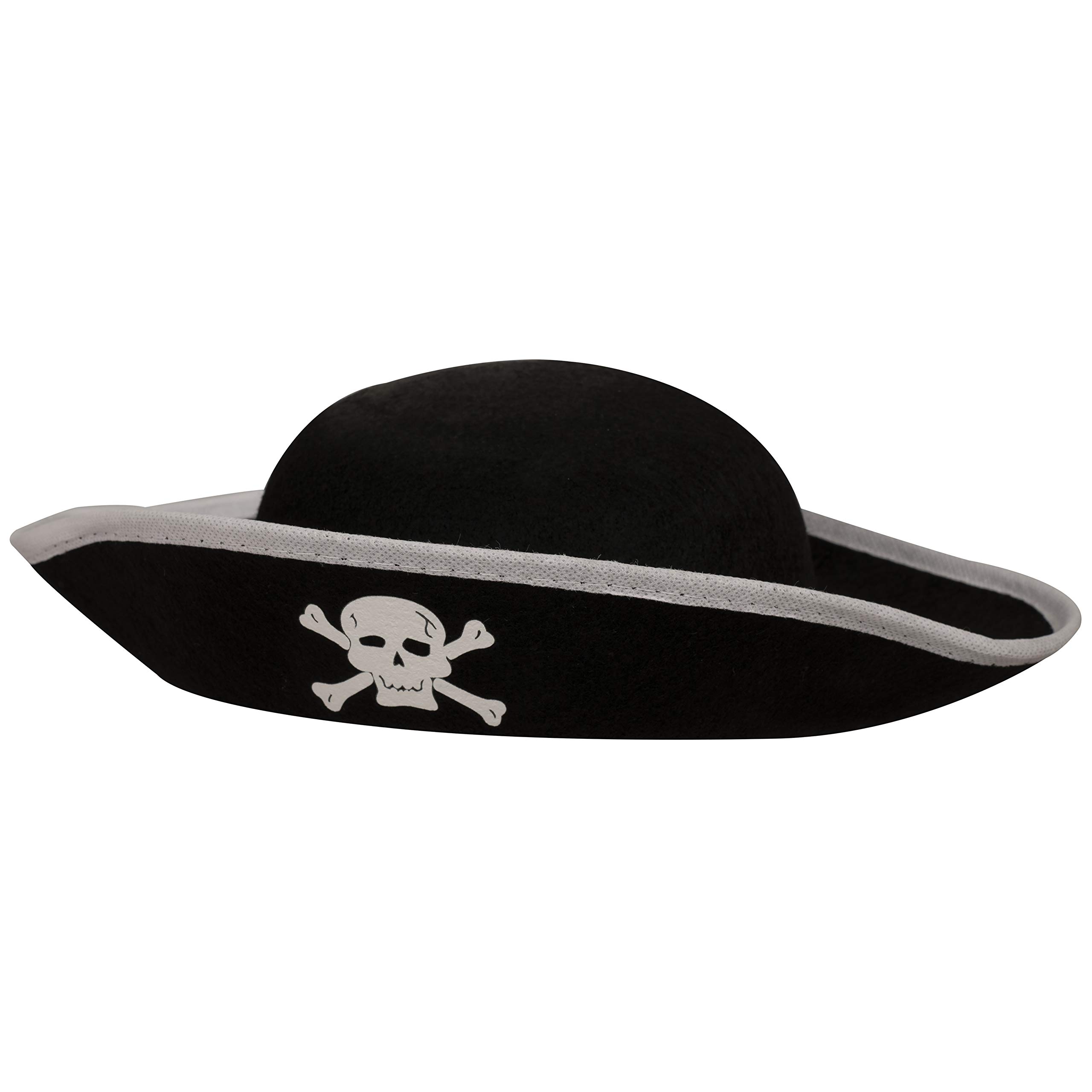 Wowow Toys & Games Pirate Hat | Kids Pirate Costume Accessory | Black Pirate Hat With Skull And Bones | Childrens Pirate Costume Hat | Kids Fancy Dress Accessories | Suitable For Ages 3+