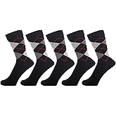 ZAKIRA Finest Combed Cotton Argyle Dress Socks for Men, Women - 5 Pack