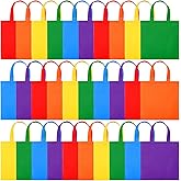 Elcoho 30 Pack Non-woven Tote Bags with Handles 9.8×9.8 Inch Reusable Goodie Treat Bags Bulk Party Favor Gift Bags for Birthday Wedding Party Supplies