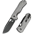 Kizer Bugai Pocket Knife 3.11 Inches Black Stonewash 3V Steel Blade Folding Knife Black Micarta Handle EDC Knife for Men Women Outdoor Camping Hunting Hiking Carving V3627A1