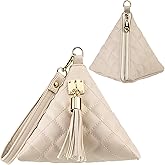 Aatacas Leather Triangle Wristlet Clutch Purse Handbag - Cool Pyramid Evening Cocktail Pouch Wallet Detachable Strap & Tassel Charm