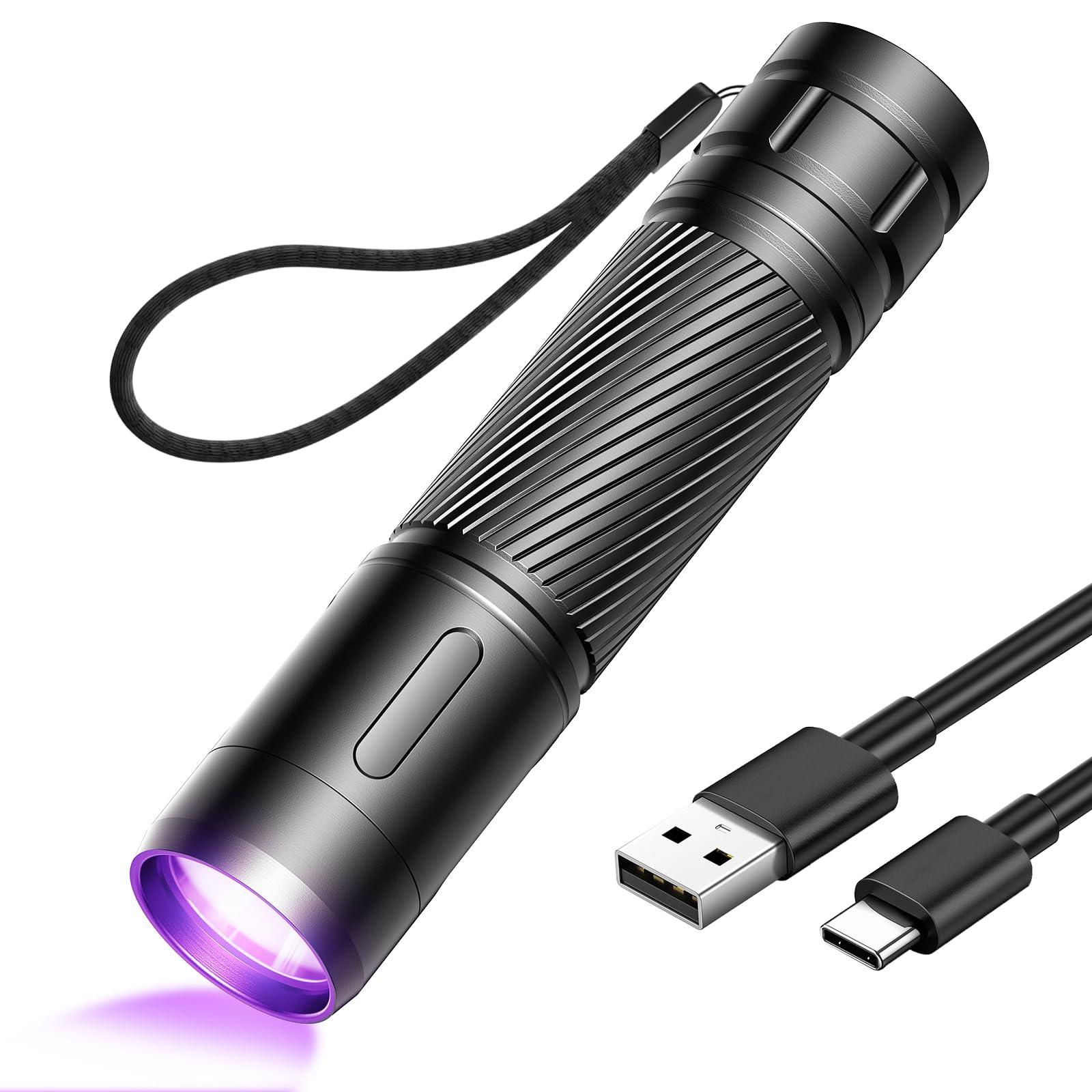 GEARLITE UV Torch Rechargeable Ultraviolet Flashlight, Mini UV Light Torch with 395nm, Portable Black Light Detector for Pet Urine, Stain, Bed Bugs