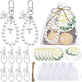 Metacipher 30 Sets Wedding Favors for Guests, Angel Pearl Keychain Wristlets with Thank You Cards Organza Bags Bridal Shower Party Gifts Newlyweds Wedding Souvenirs for Decorations