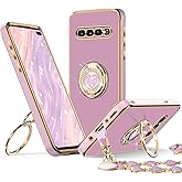 XYZ for Galaxy S10 Plus case with Stand, for Samsung Galaxy S10 Plus Case with Double Ring,Women Girls Cute Love-Heart Luxury Bling Protective Case Heart for Samsung S10 Plus, Purple