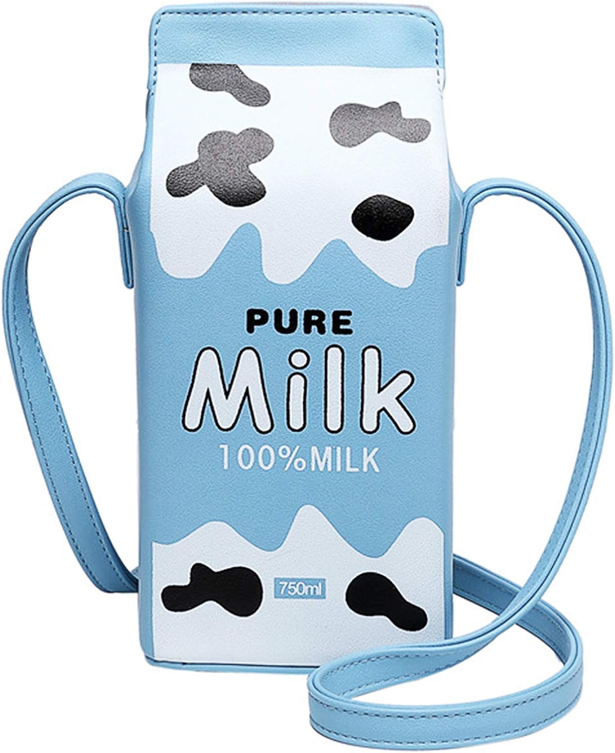 Cute Milk Box Purse, Techcircle PU Leather Crossbody Bag Waterproof Casual Phone Wallet Travel Makeup Bag Gadget Organizer for Girls, for iPhone 11 XS Max 8 7 6 Plus, Galaxy S20 S10 S9 S8 Plus, Blue