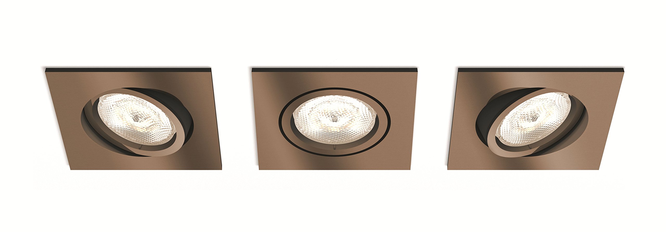 Philips "myLiving" Shellbark Recessed Spot Light, Copper, GU10, 4.5 Watts, 3-Piece