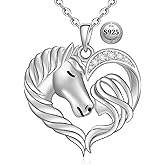 Fenthring Horse Necklace for Women Horses Heart Horse Necklaces Sterling Silver Pendant Mothers Day Christmas Lover Gifts