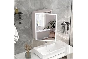 Medicine Cabinet with Lights, Pre-Assembled Bathroom Medicine Cabinets with Mirror, Recessed or Surface Mount Lighted Medicin