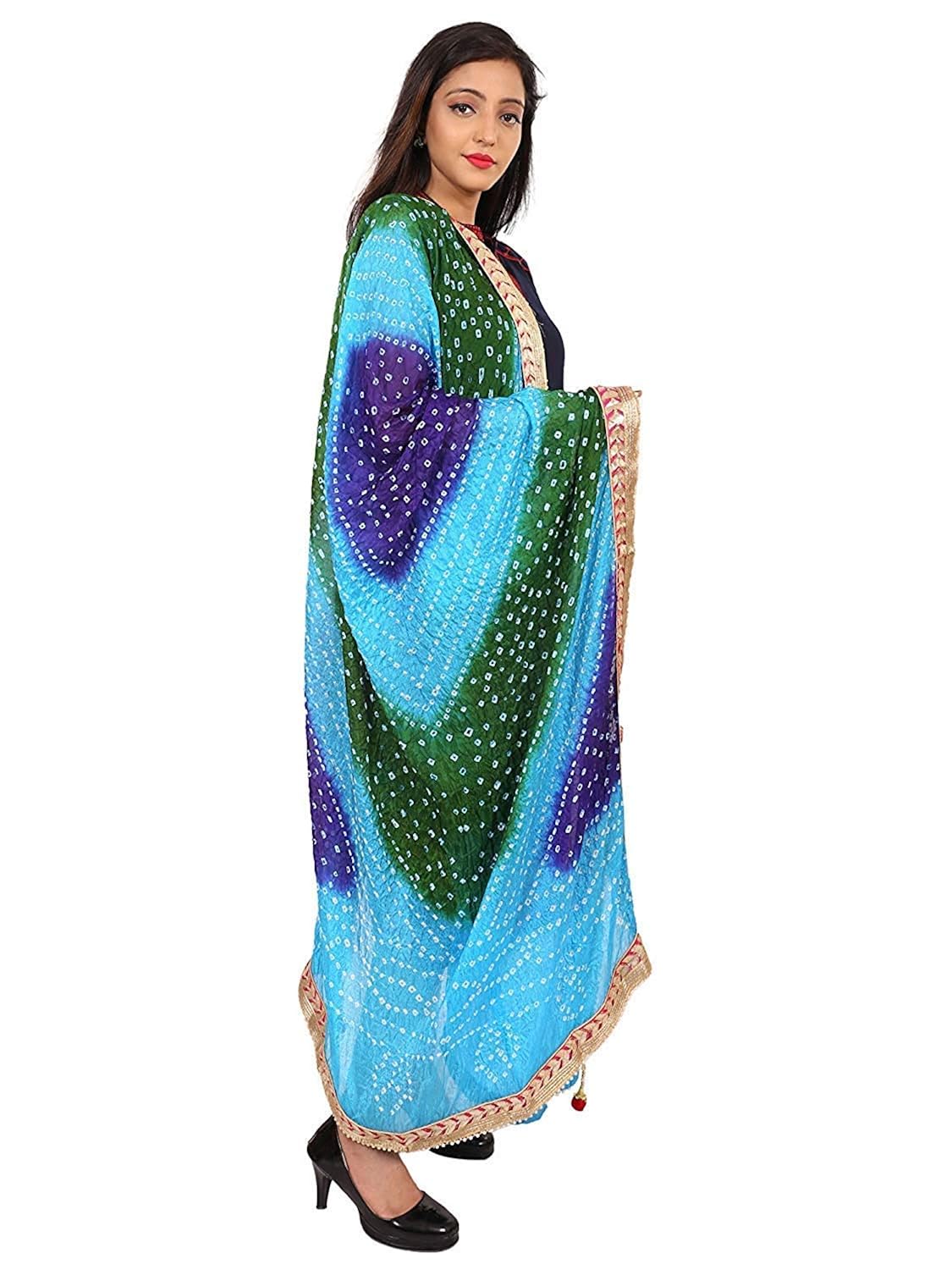 womens dupatta silk bandej with pure gota work