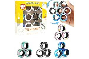 YISHIDANY 12Pcs Magnetic Rings Fidget Spinner Toys Set, ADHD Stress Relief Fingers Magnet Rings, Graffiti Camo Magical Fidget Toys Pack for Training Autism Anxiety, Great Gift for Adults Teens Kids