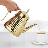 1.6L Stainless Steel Teapot with Infuser Gold Hammered Pour Spout view 2