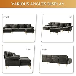Wrofly U-Shaped Sectional Sofa Couch, 114" Comfy