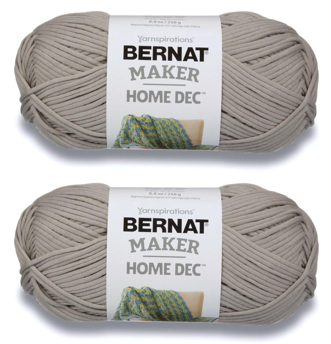 Bernat Maker Home Dec Clay Yarn - 2 Pack of 250g/8.8oz - Cotton - 5 Bulky - 317 Yards - Knitting/Crochet