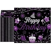 40PCS Happy Birthday Napkins Black and Purple Theme Disposable Paper Napkins Beverage Dessert Cocktail for Men Women Boys Girls Birthday Party Supplies 2 Ply