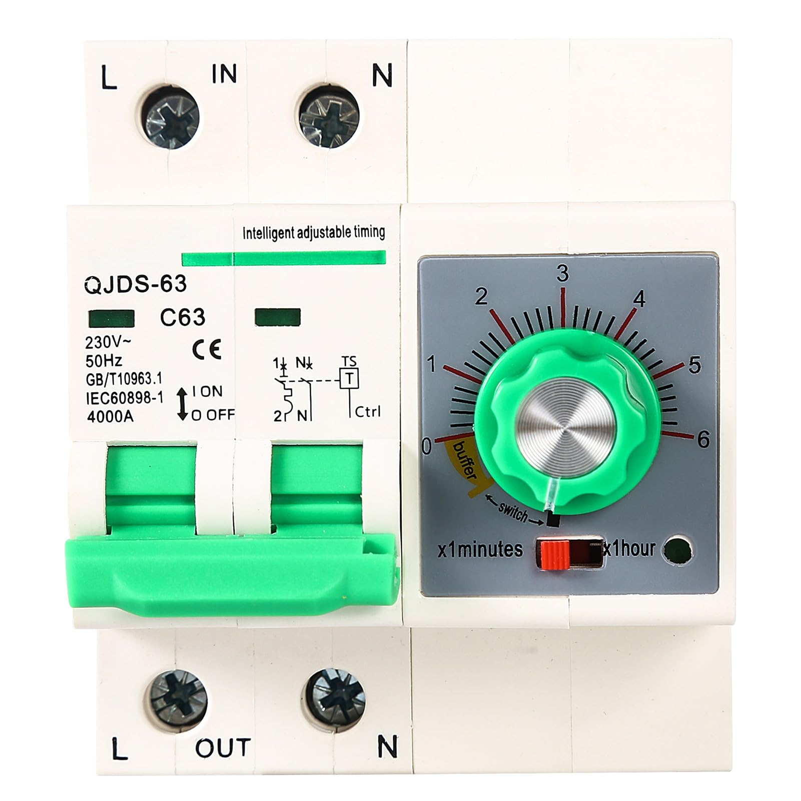 Jadeshay Intelligent Countdown Timer Switch, 2P AC230V 63A Time Relay, Black