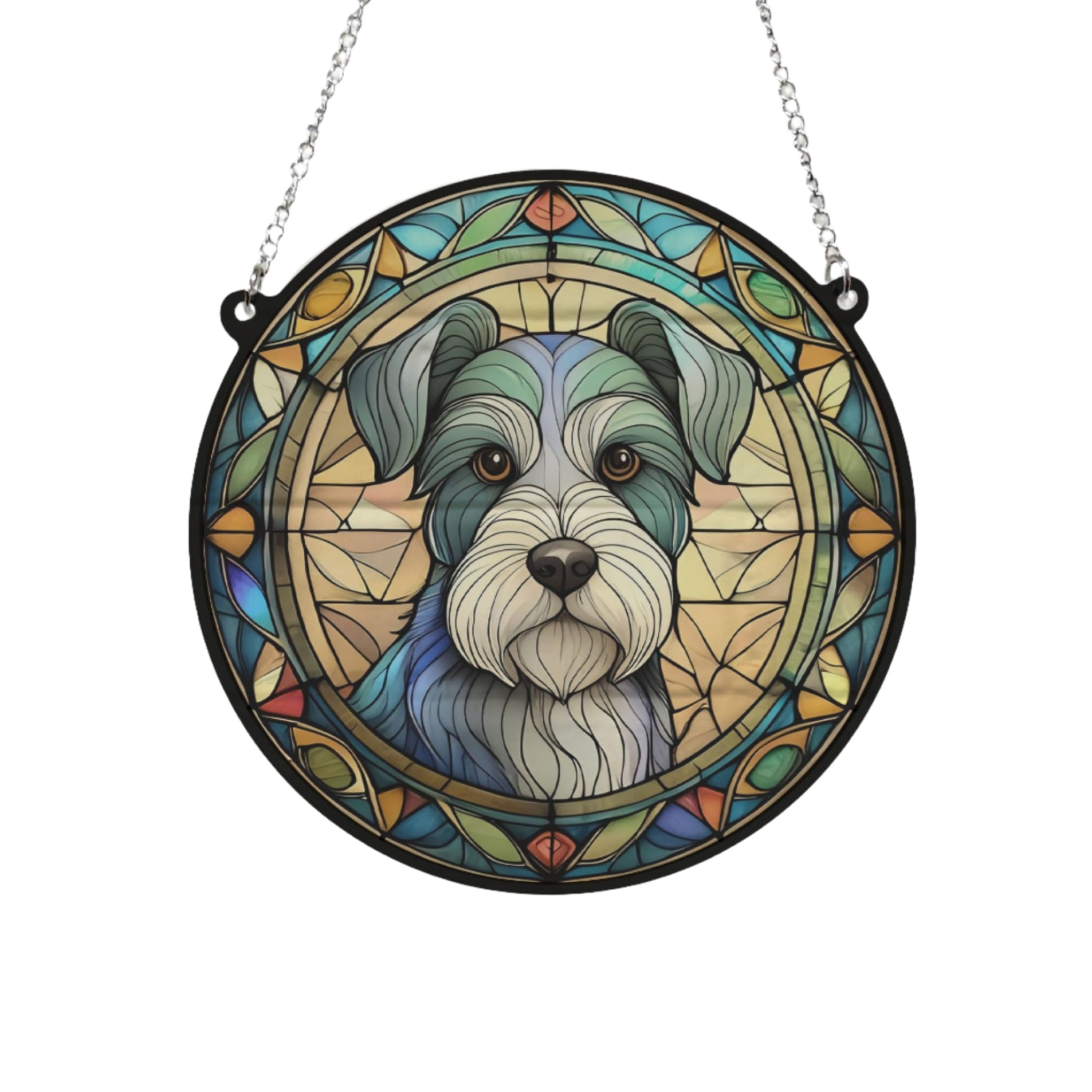 Schnauzer Stained Glass Effect Suncatcher Gift for Dog Lovers - 19cm