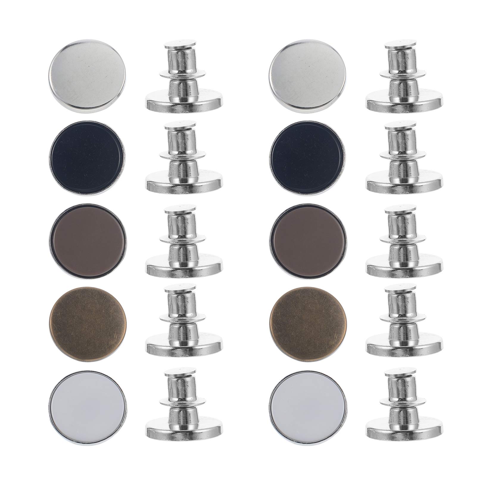 Healifty 10pcs Replacement Jeans Buttons No Sew Instant Buttons to Extend or Reduce Adjustable Pants Button Tack Buttons Metal Button