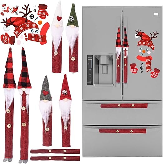 ONEST 8 Pieces Christmas Decorations Gnomes Refrigerator Handle Covers