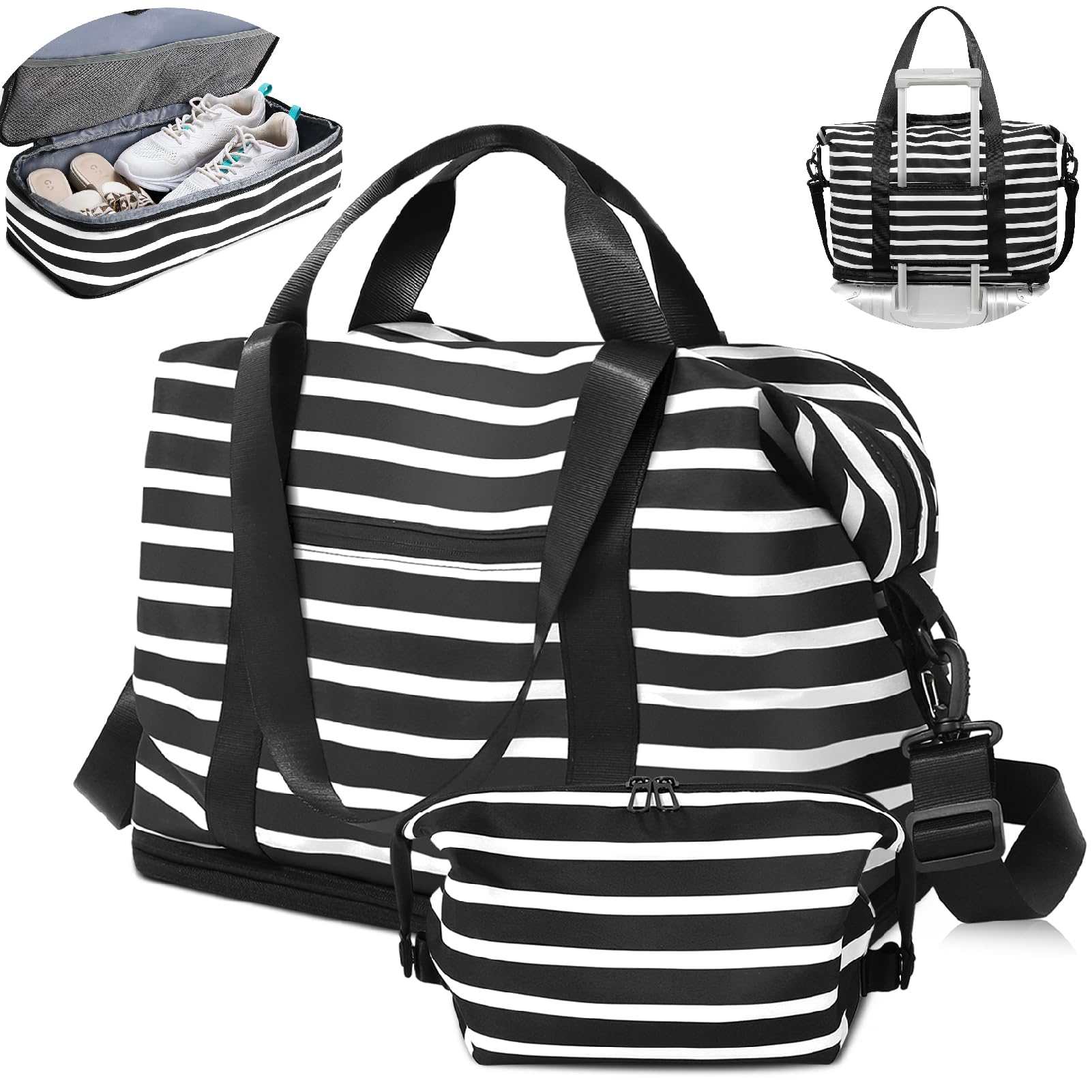 Photo 1 of CONTAIL 33-45L Expandable Weekender Travel Bag with Toiletry Bag,Gym Tote Handbag with Shoe Compartment,Carry On Duffel Bags with Wet Pocket