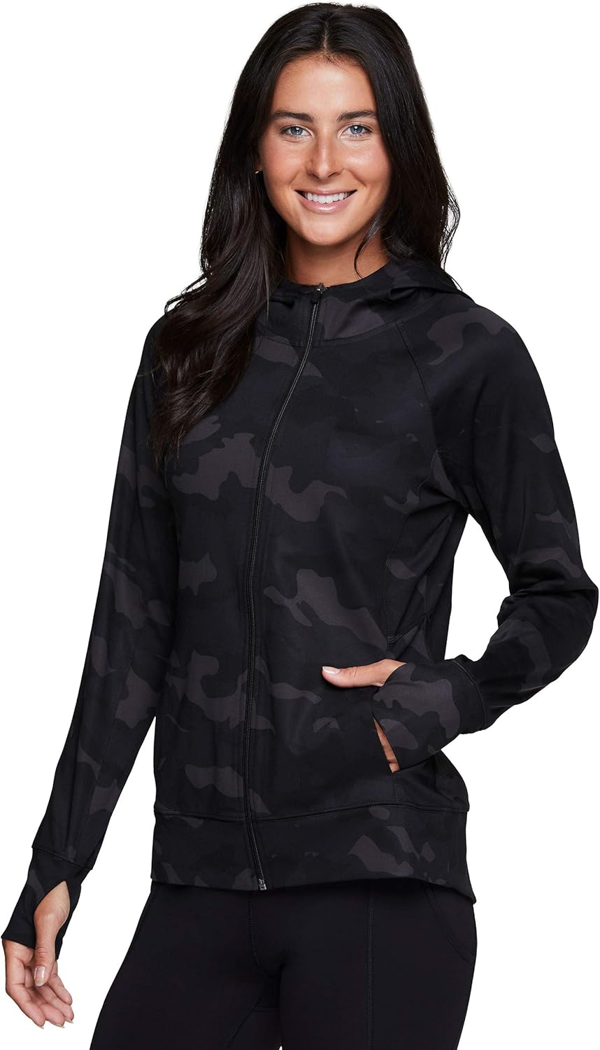 RBX Active Women's Athletic Performance Peached Ultra Soft Zip Up Running Jacket with Pockets: Clothing