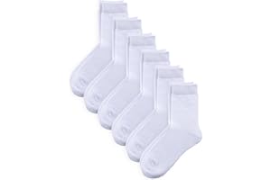 COTTON DAY Unisex Little Kids Youth Boys Girls Soft Cotton Crew Dress Socks Seamless Toe Black White Gray Navy 6 Pack