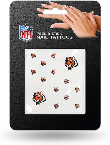 Amazon Com Rico Industries Nfl Cincinnati Bengals Nail Tattoos Set Of 12 Plus 2 Face Tattoos Sports Fan Jewelry Clothing