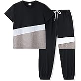 Klyatpxoen Boys Clothes Size 4-13 Years Short Sleeve T-Shirt & Pants 2-Piece Set Casual Boys Summer Fall Outfits Set