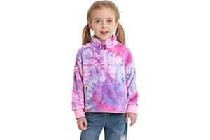 URMAGIC 3-9Y Girls Winter Casual Fleece Half Zipper Hoodie Sweatshirt Long Sleeve Stand Collar Jacket Holiday Pullover Top