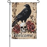 Halloween Skull Rose Garden Flag 12x18 In Double Sided Yard Flags Lawn Sign Decor No Flagstand