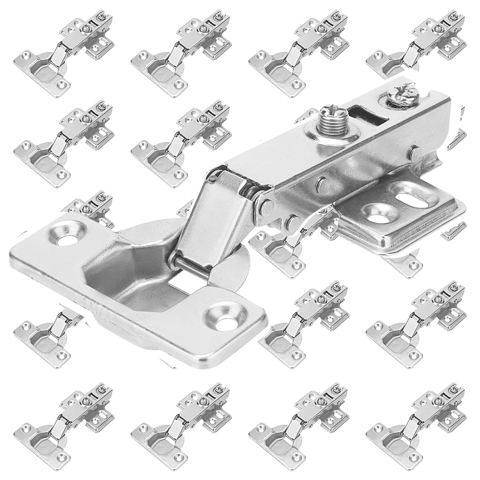 MAHIONG 20 Pcs Cabinet Hinges, Kitchen Cupboard Door Mute Hinges with Screws, Full Overlay Soft Close Hinge for Kitchen Cabinet Wardrobe