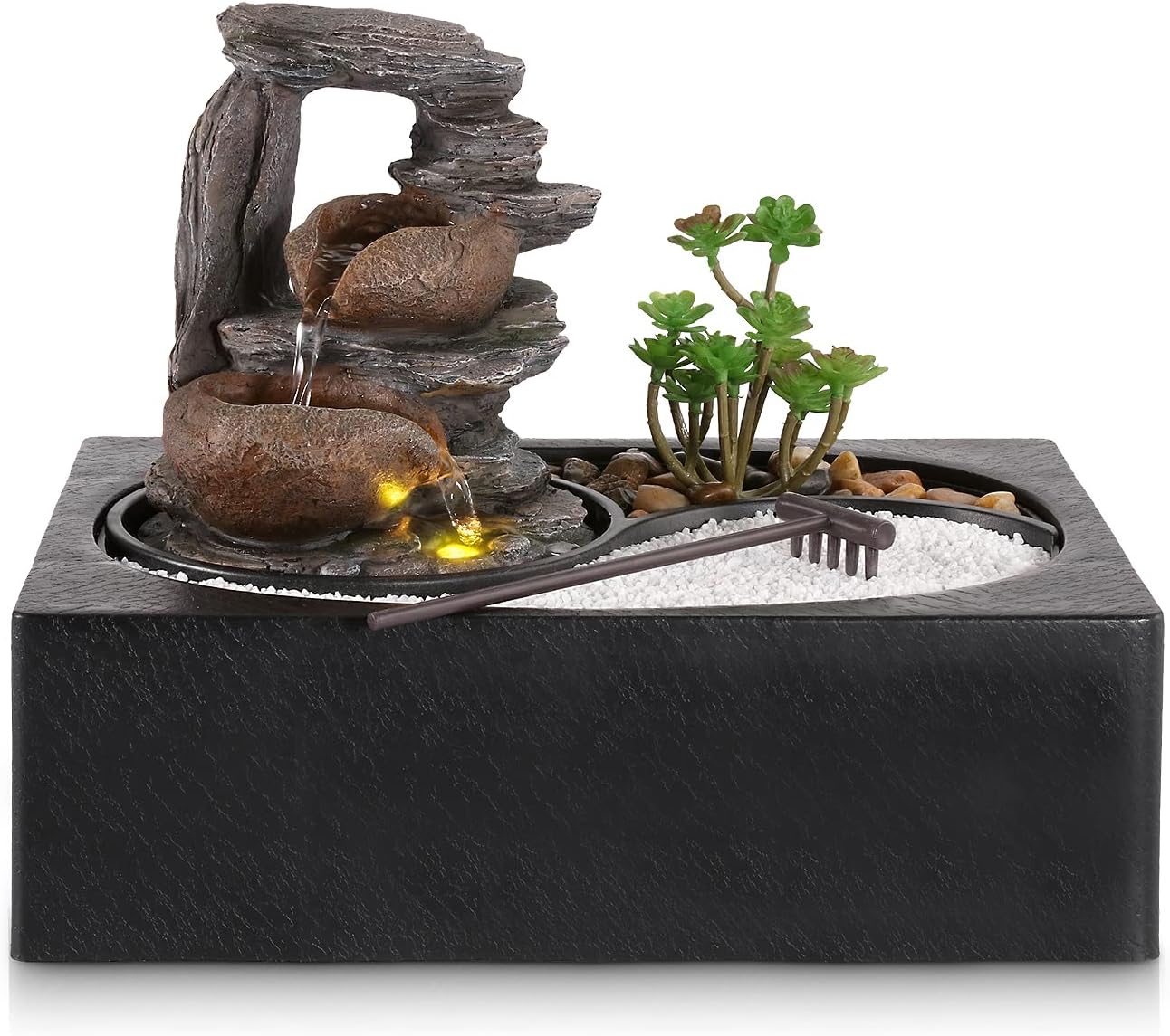 Indoor Fountains & Accessories - Dyna-Living Indoor Water Fountains Tabletop Water Fountain with Pump Zen Garden Relaxation Desk Waterfall Fountain Indoor Small Fountain for Zen Room Decor