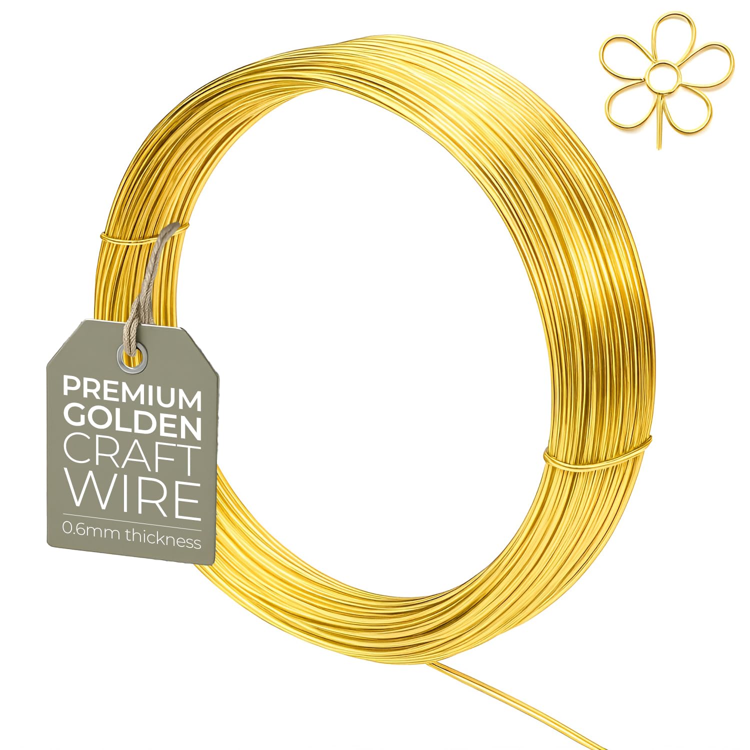 0.6mm (22 Gauge) x 10m Gold Colour Non-Tarnish Craft Wire for Jewellery, Wire Wrapping, Sculpting, Hobby Craft, Wire Modelling