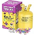 SPOZER Helium Tank for Balloons At Home, 13L Helium Tank Up To 50 Latex Balloons, Helium Balloon Pump Kit with 50 Latex Balloons and Ribbons, Ideal for Birthday Party, Wedding, Events