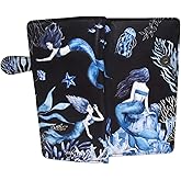 Shag Wear Ocean Mermaids Large Wallet for Women and Teen Girls Vegan Faux Leather Textured Black 7"