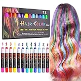 NANW 12 Color Temporary Hair Chalk, Hair Pens Crayon Salon Non-toxic Washable Ha