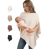 Konssy Rayon Made from Bamboo Nursing Cover for Breastfeeding | Buttery Soft, Breathable &amp; Stretchy, Wearable Nursing Poncho, Multi-Use Car Seat Canopy, 360&deg; Full Privacy (Blush Beige)