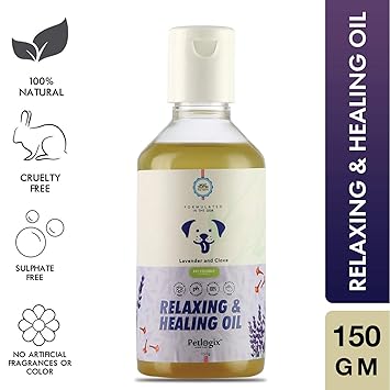 Petlogix Natural Relaxing & Healing Oil for Pet Dog, Cat & Puppies Anti Itch Massage Serum Enriched with Lavender & Clove Oil, 150g
