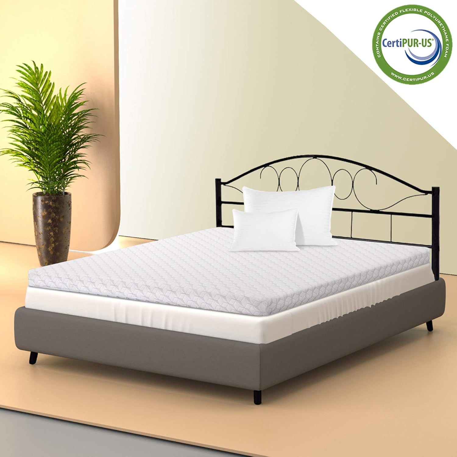 ANONER 3 inch High Density Memory Foam Mattress Topper for Back Pain with Removable&Washable Cover Cool Gel-Infused Mattress Pad for Full Size Bed, Full: Furniture & Decor
