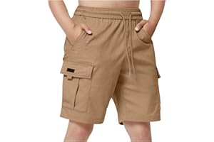 Boys Cargo Hiking Shorts Summer Casual Shorts Drawstring Jogger Short Workout Outdoor Short Bermuda with 5 Pockets