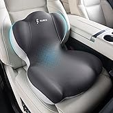 FLORICH Memory Foam Truck Seat Cushion,Car Seat Cushion and Lumbar Support Pillow for Office Chair, Ergonomic Back Support & Sciatica Relief for Long Drives(Beige Grey)