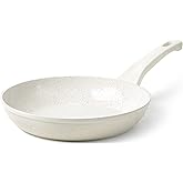 Innerwell 8 Inch Non Stick Frying Pan - White Ceramic Non Stick Skillet Frying Pans, Safe&No Toxic Egg Omelette Frying Pan, Small Nonstick Cookware Cooking Pan, Induction Compatible, PFOA&PFAS Free