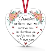Grandma Christmas Ornament Grandma Birthday Gifts from Granddaughter Grandson Mothers Day Thanksgiving Day Gift Acrylic Ornaments Keepsake Birthday Gift for My Grandmother from Grandkids