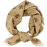 Pemilosci Soft Cotton Like Lace Bandana Headband, Head Wrap, Protective Coverage, Hair Neck Scarf for Women 24 x 24 inch