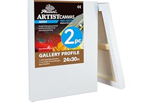 PHOENIX 24x30 Inch 2 Pack Gallery Canvas - 1.5 in Thick Extra Large Canvases for Painting - Deep Edge 100% Cotton 11 Oz. Gesso Primed White Blank Professional Canvas Oil & Acrylic Paints